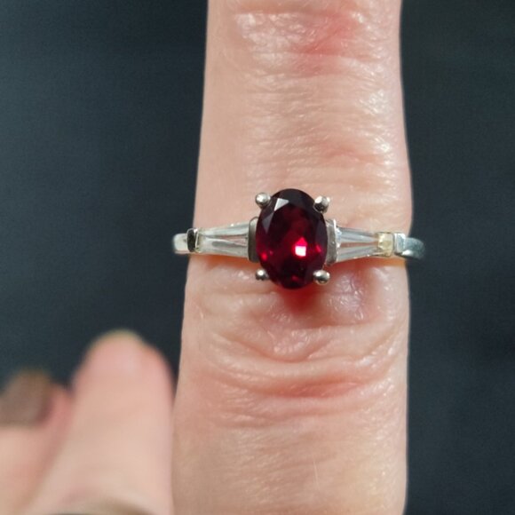 Chuck Clemency Diamond Cut Topaz and Garnet Ring size 6 S Silver 925 + 14K gold - Picture 2 of 9